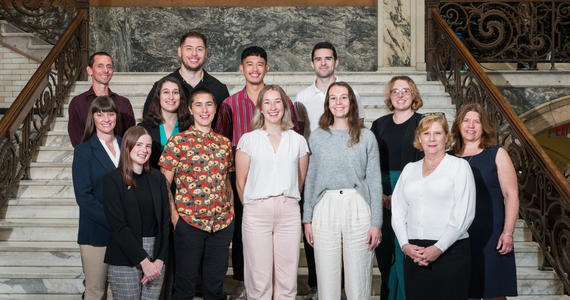 Photo of 2023 Doctoral Fellows and Graduate College Staff on Main Building's Staircase